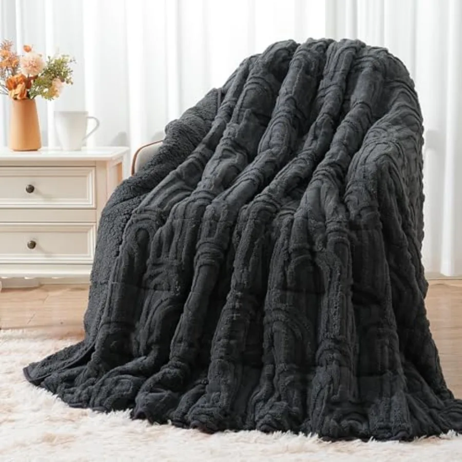 

Утяжеленное одеяло Jquard Fce, размер 60" x 80", 5 слоев, ультрамягкое, уютное, из шерпы, для взрослых, очень пушистое, тяжелое одеяло