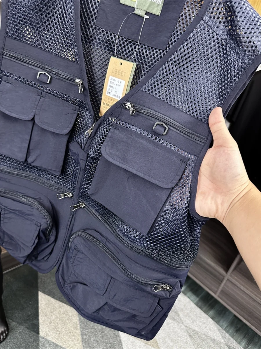

Qui Dry Outdoor Workwear Мужской жилет Multi ket Design Дышащий V Ne Spring Faion Свободный крой Молодежная повседневная одежда