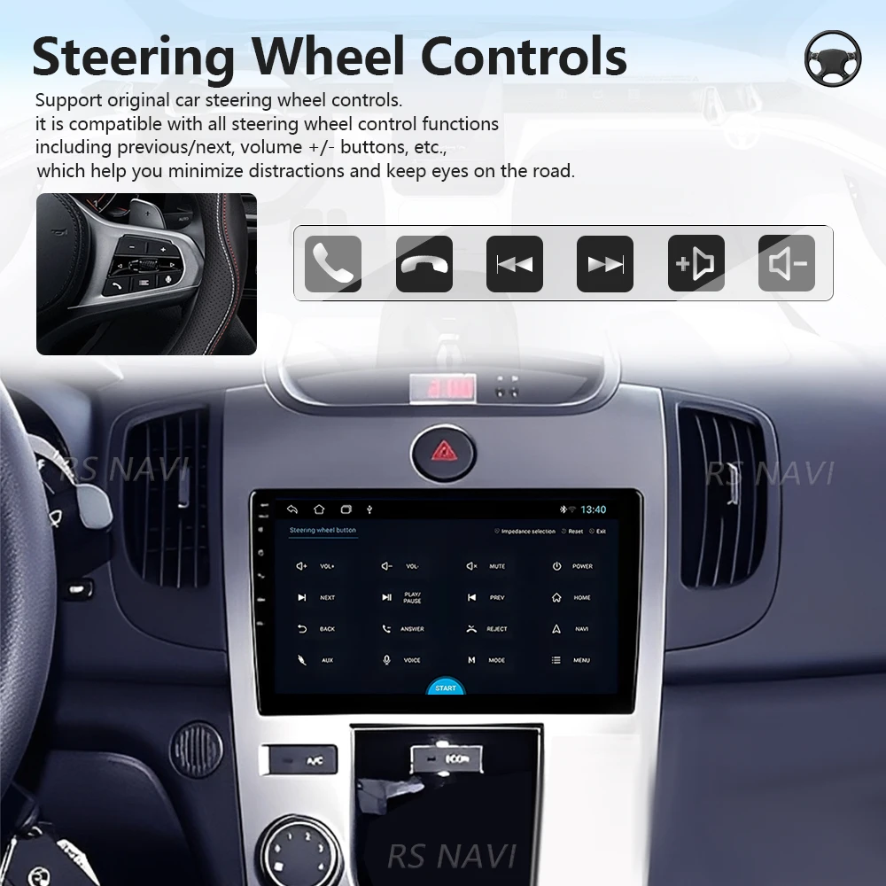 Plug and Play Android 16 Carplay Auto Qualcomm Screen Car Radio Player For KIA Forte Cerato 2008 - 2014 GPS Multimedia Stereo BT
