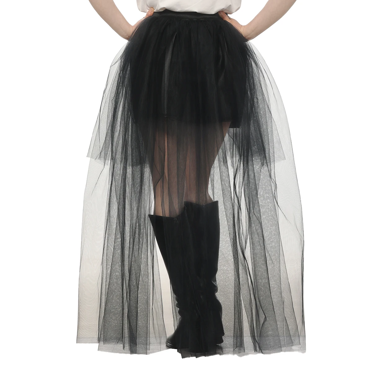 Jupe gothique Punk en Tulle doux, Streetwear Steampunk, maille haute et basse, Costume de carnaval Cosplay Rock pour femmes