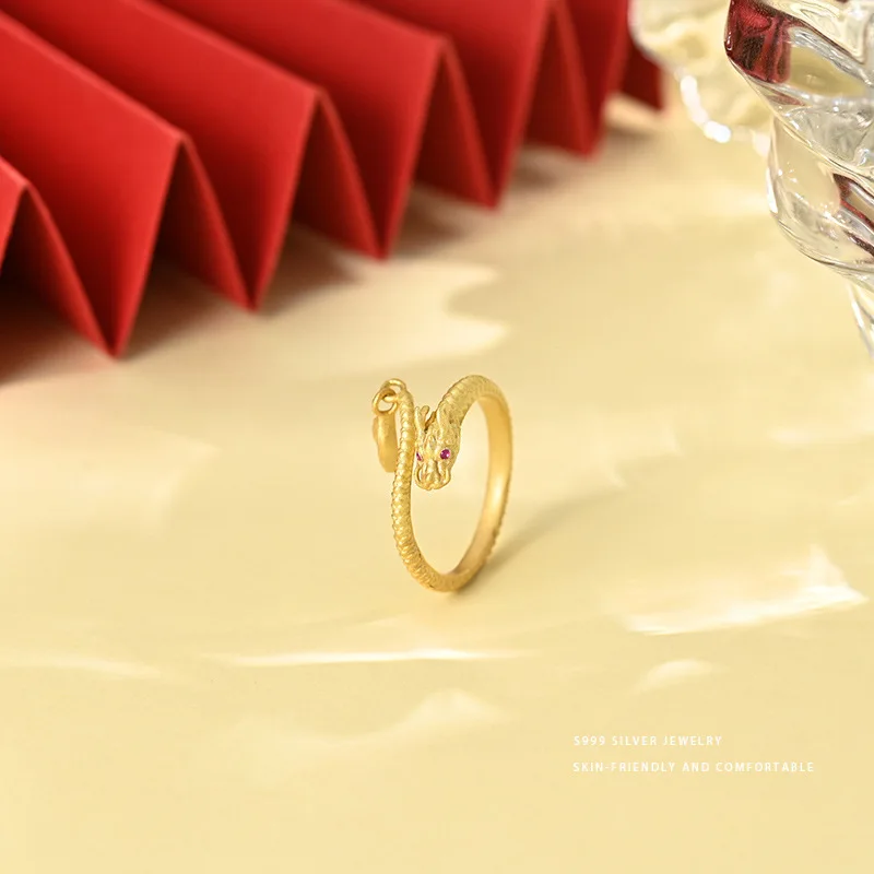 100% 925 Sterling Silver Dragon Open Ring for Woman Girl Simple Fashion Ethnic Animal Design Jewelry Party Gift Dropshipping