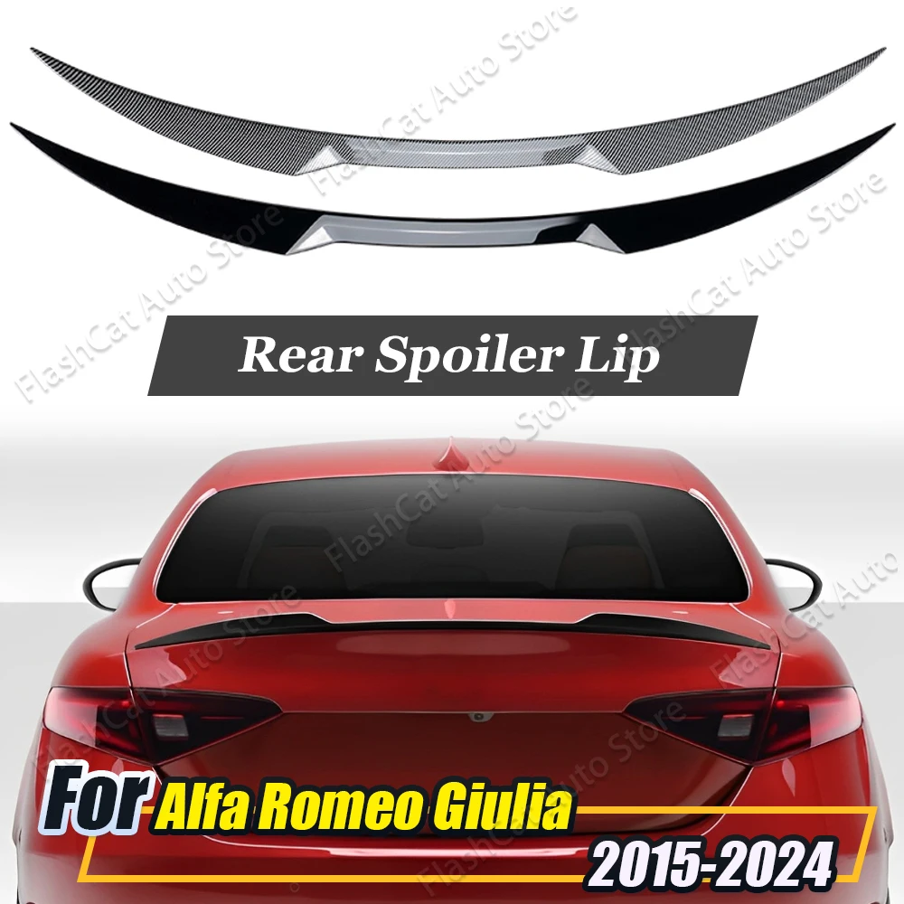 

For Alfa Romeo Giulia 2016-2023 Carbon Look Car Trunk Spoiler Rear Spoiler Roof Splitter Tail Wing Body Kit Gloss Black Trim