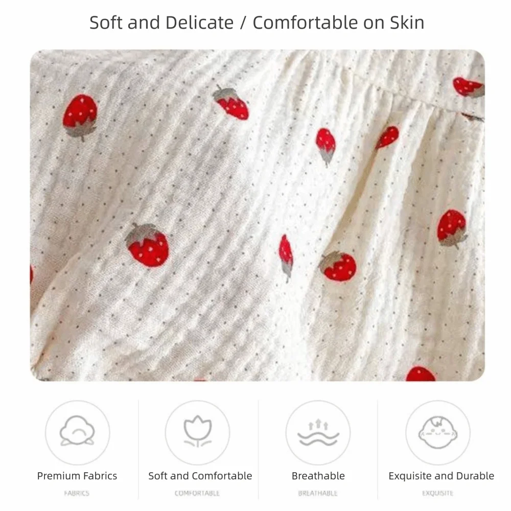 Cute Strawberry Printed Sling Jumpsuit Sweet Bow Thin Romper Clothes Summer