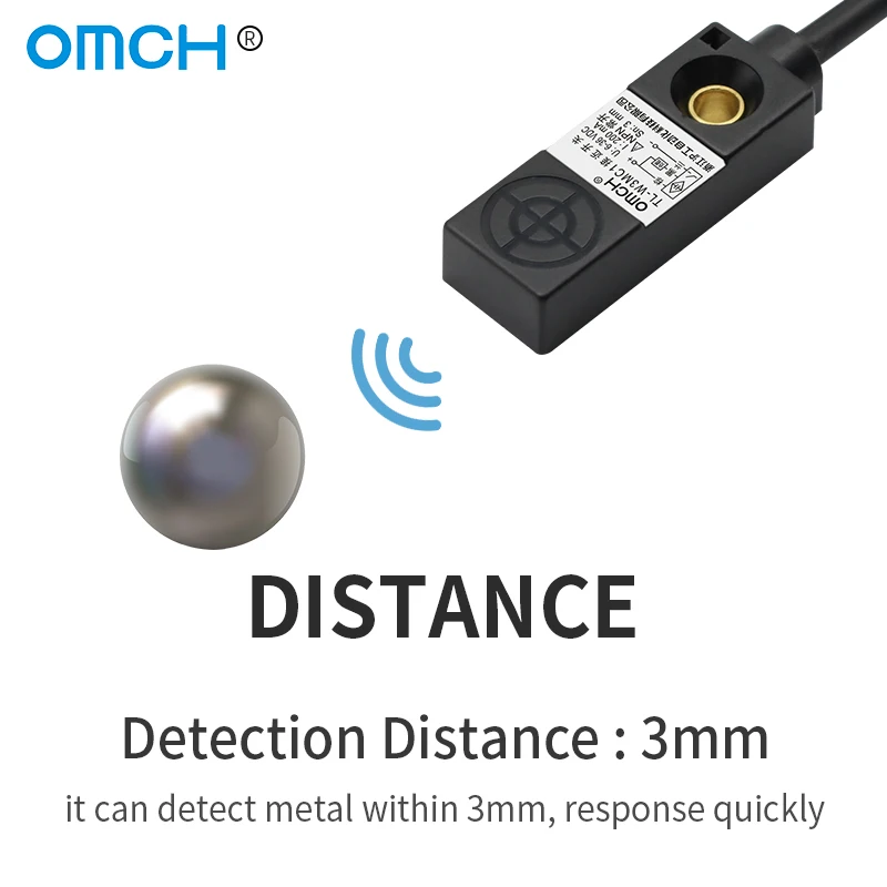 OMCH 3mm Metal Detection Small Square Switch DC 3-wire Inductive Proximity Sensor TL-W3