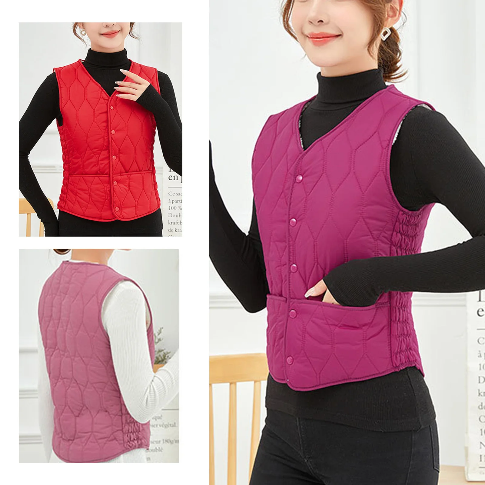 Women's Down Cotton Vest With Velvets Sleeveless Comfortable Vest Jacket For Women Ladies