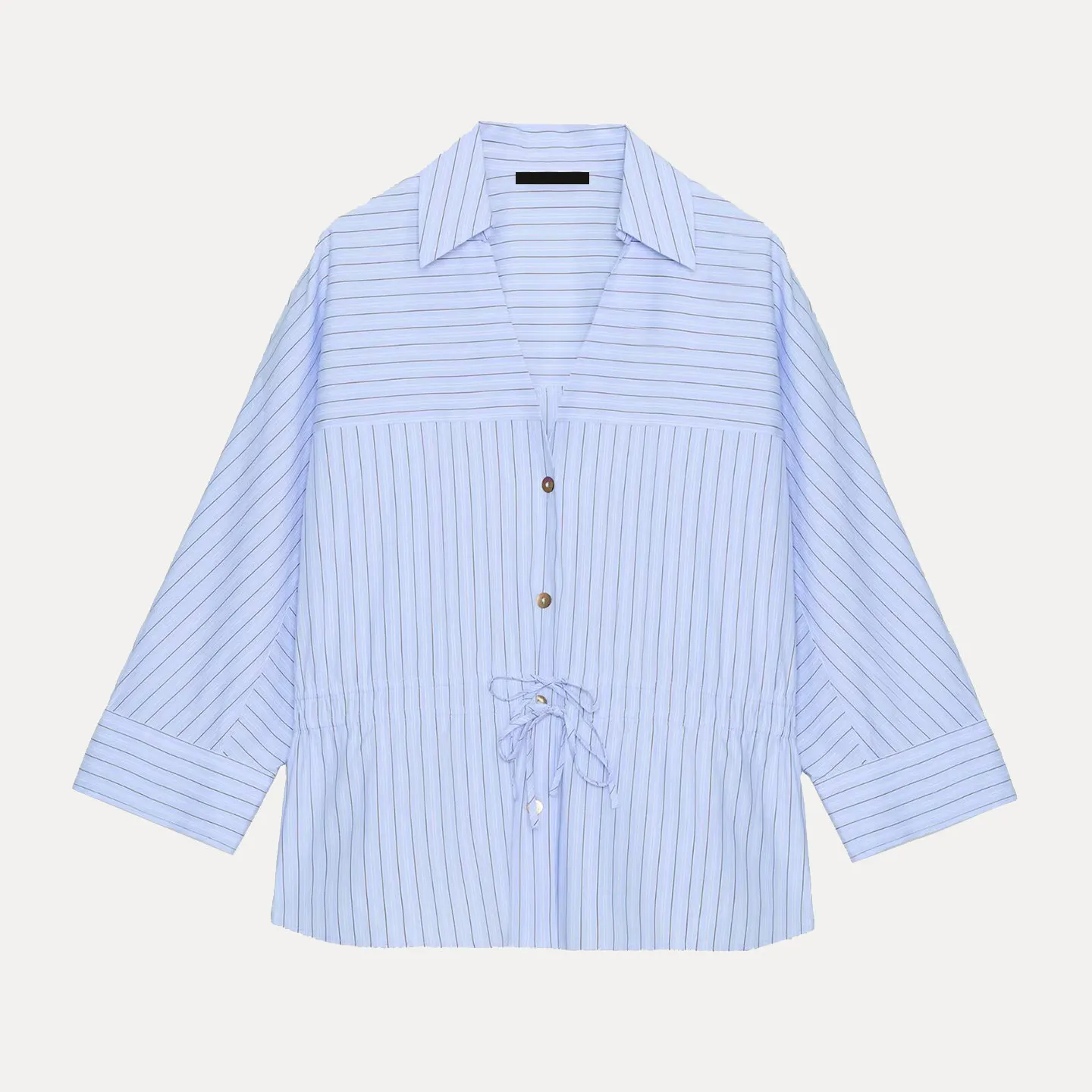 

Faionable Striped irt Women's Spring 2026 Knot Decorated Loose Fit Long Sve European Sle Premium Quali