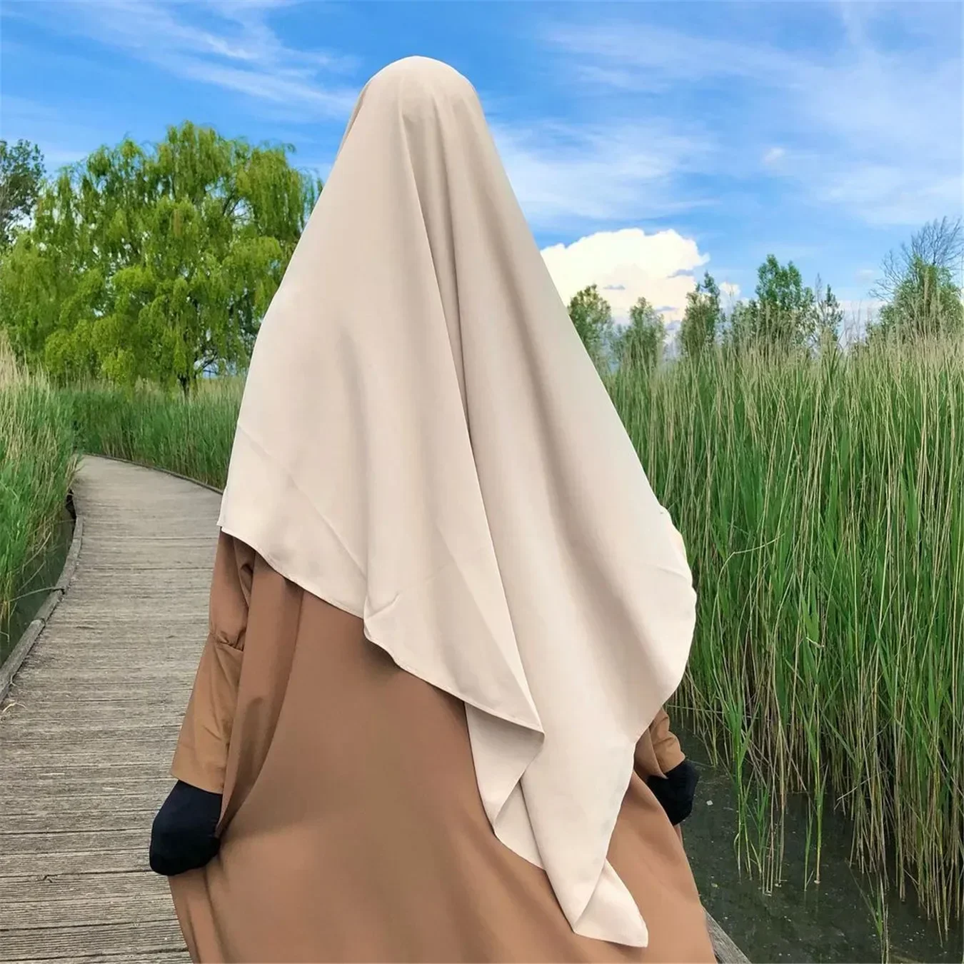 Hijab largo islámico para mujer, bufanda grande de oración Khimar, cubierta completa Nida, chales para la cabeza, pañuelo para la cabeza