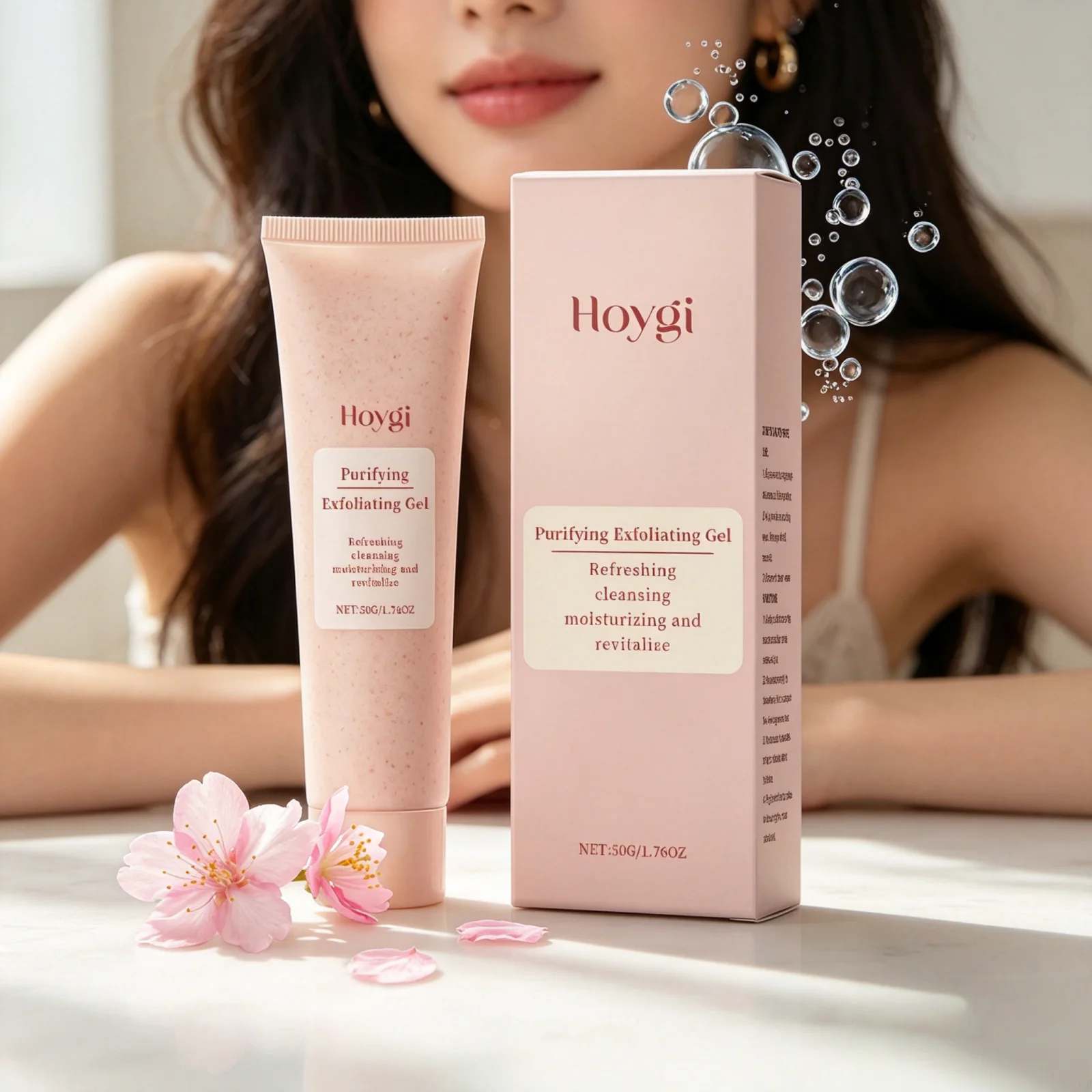 Hoygi Facial Exfoliator Moisturizing Brightening Pore Minimizing Gentle Cleaning Dead Skin Remover Purifying Exfoliating Gel 50g view 4