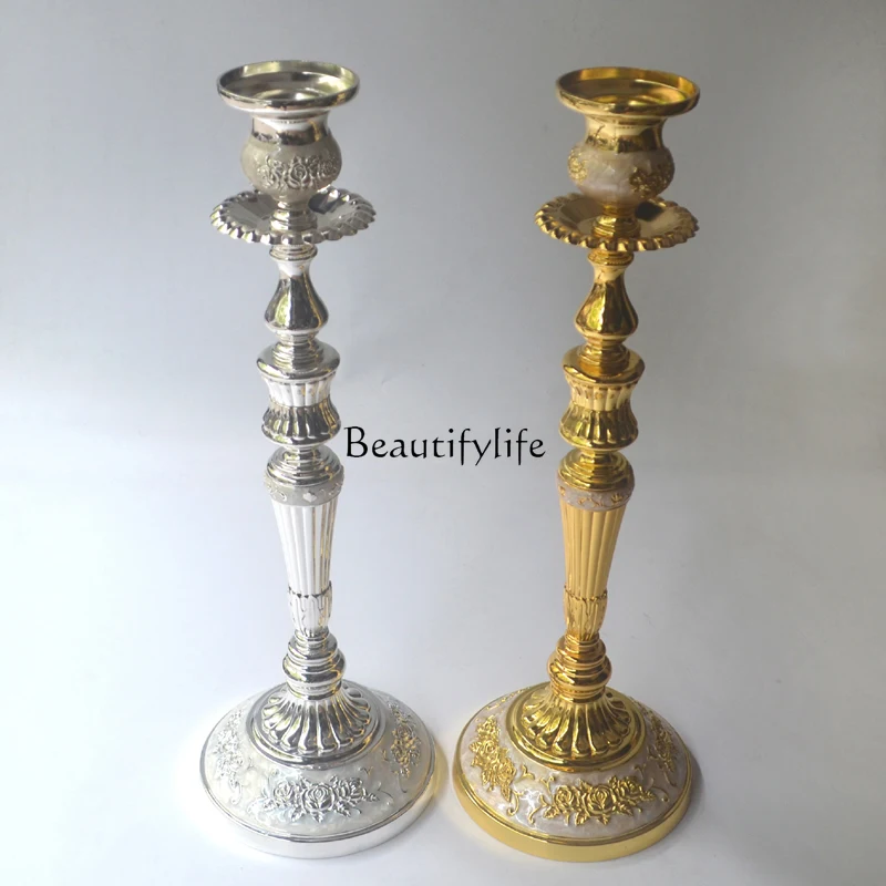 

European exquisite candle holder silver single-ended candle holder dining table ornament chest decoration