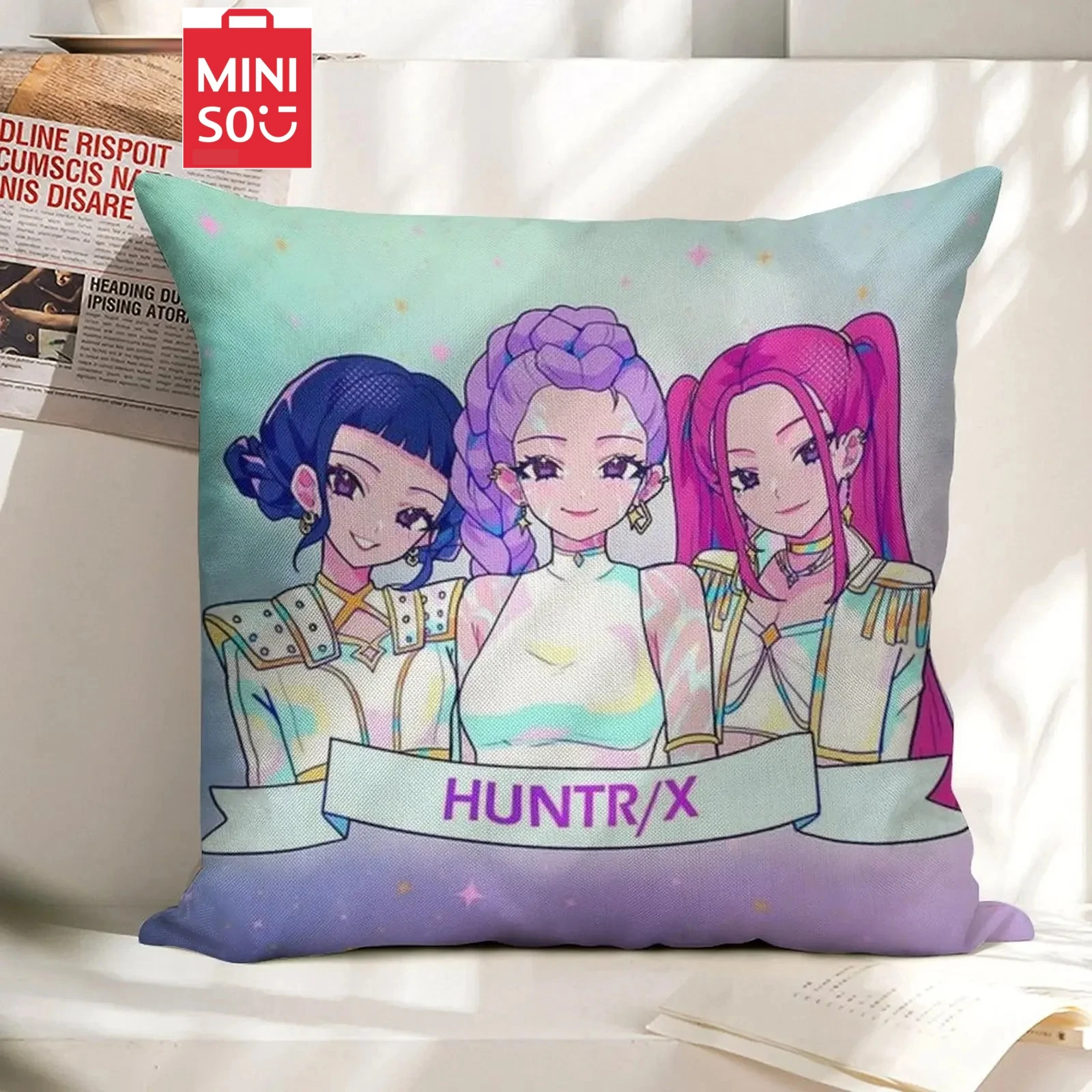 

Popular Huntrix Girls Square Pillowcase, K-POP Demon Hunters Cartoon Pillow Cover For Sofa, Living Room,Nap,Daily Use, 18''x18''