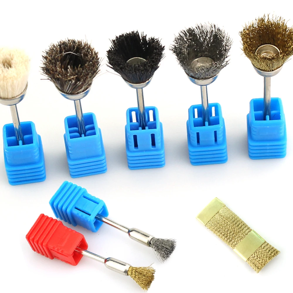 

8 Types Golden Milling Cutter Nail Drill Bit Brush Cleaning Portable Tools For Manicure Burr Bits Copper Wire Drill Bit Cleaner