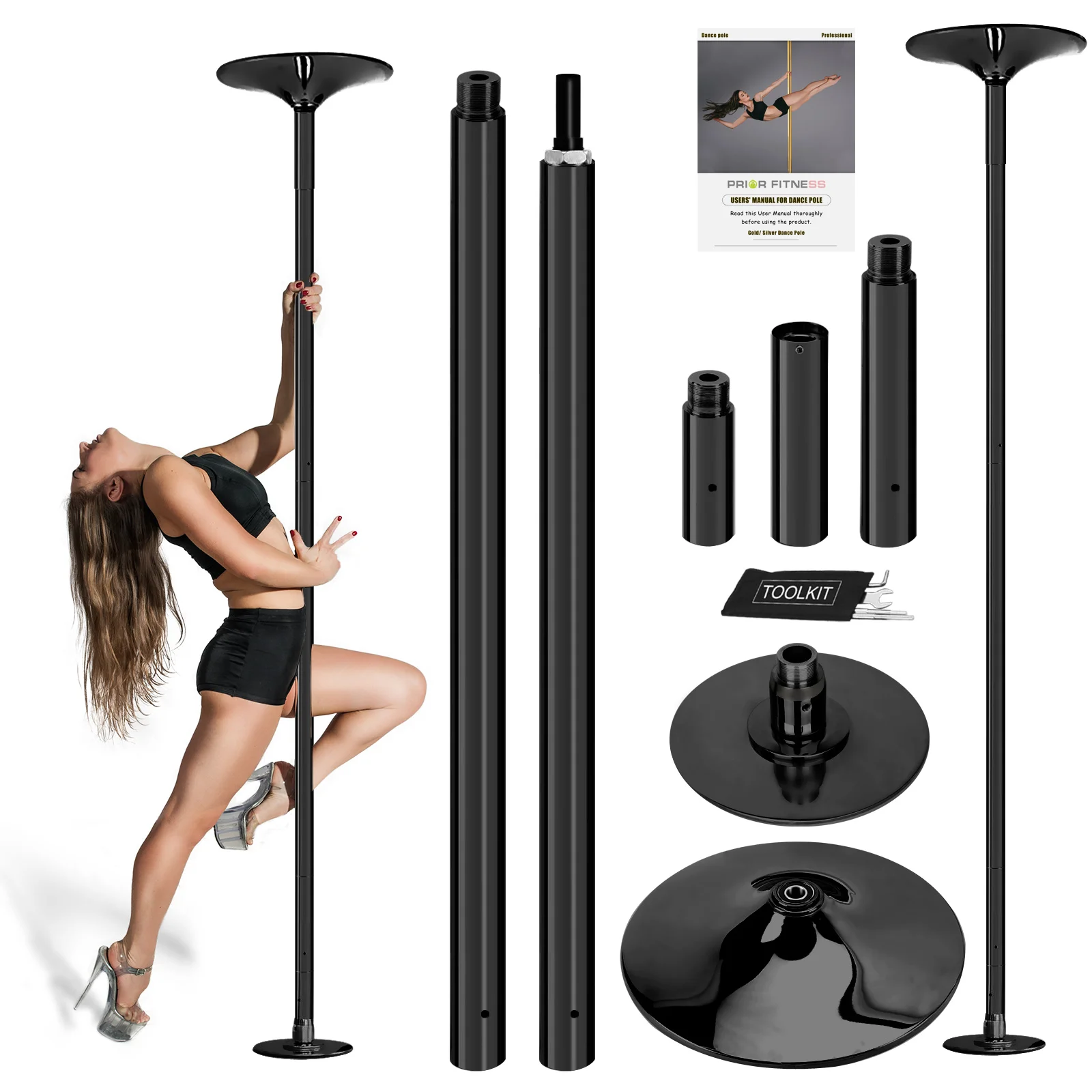 Dance Pole Detachable 45mm Swivel and Static Dance Pole Heavy duty steel dance pole with adjustable height Home Health Club Gym