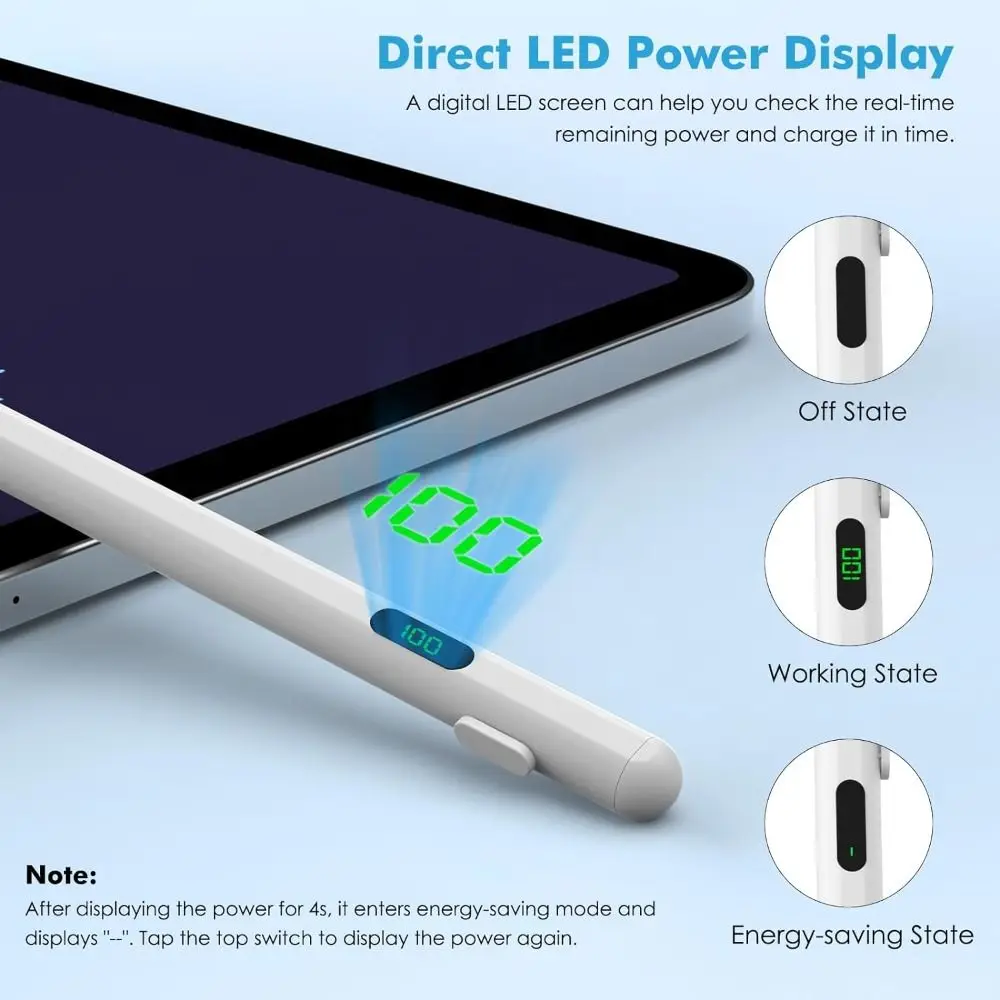 with Power Display Universal Stylus Pen Sensitive Drawing Tablet Touch Screen Pen Writing Rechargeable for Android/iOS