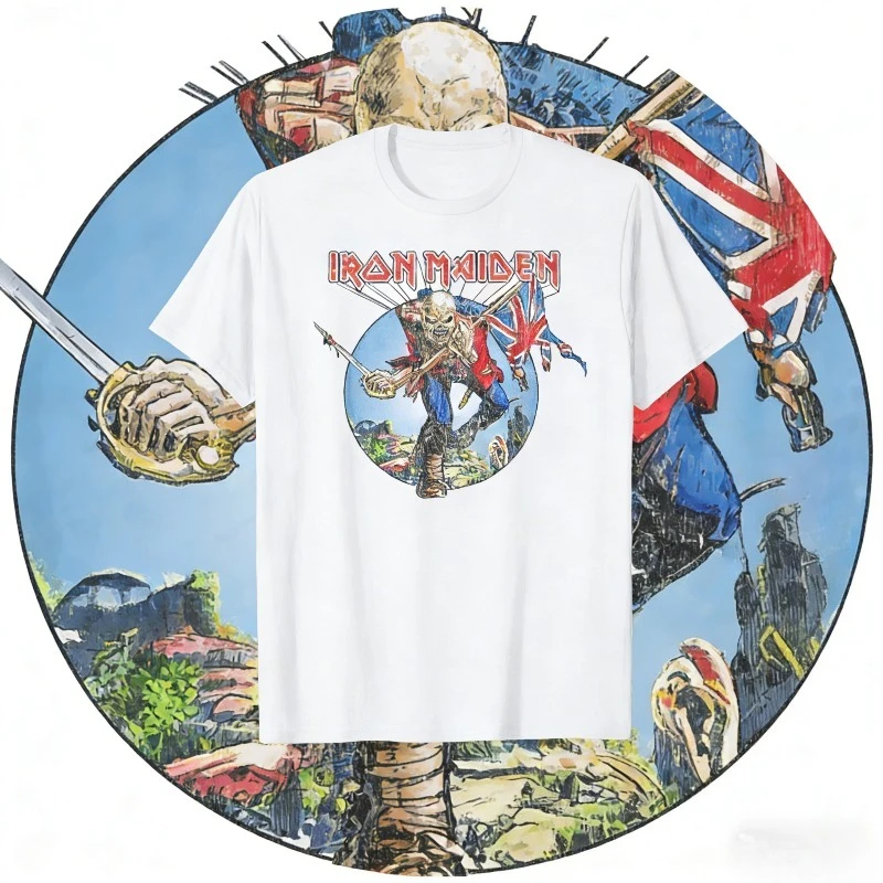 

Лето 2023, футболка Iron Maiden Somewhere in Time из 100% чистого хлопка с принтом, винтажная футболка с рок-группой Eddie Cyborg MOTO