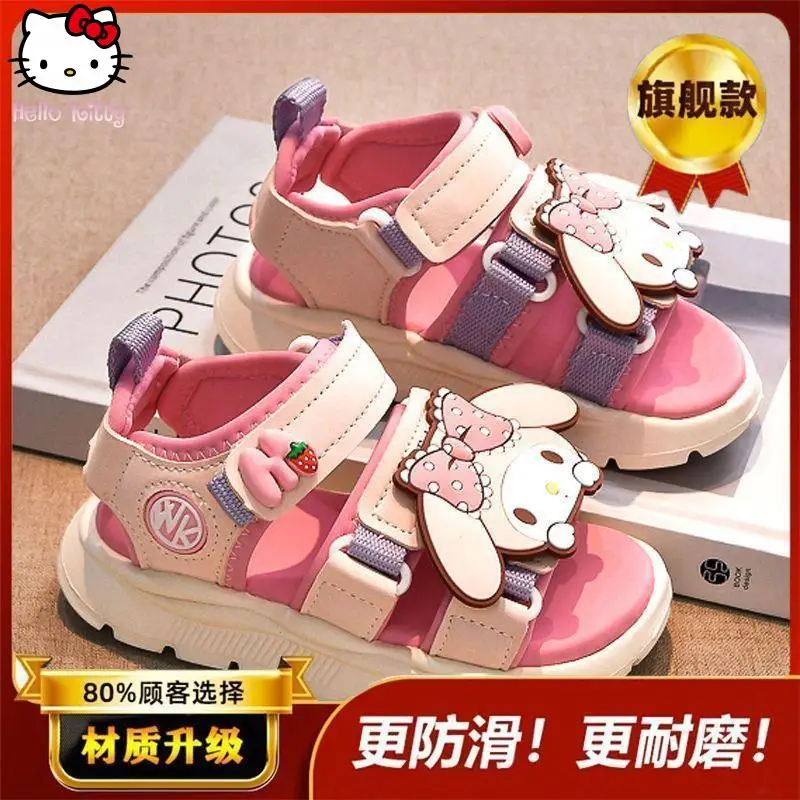 

Hello Kitty My Melody Girls Sandals Anime Summer Kawaii New Cartoon Princess Shoes Soft Sole Beach Shoes Comfortable Versatile