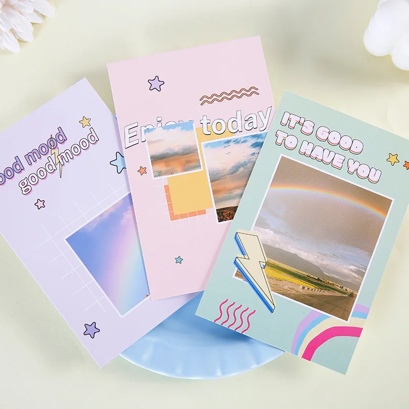 30 Pcs/Set Meet The Rainbow Series Postcard Rainbow Landscape INS Style Greeting Blessing Cards Hand Account Gift Message Card
