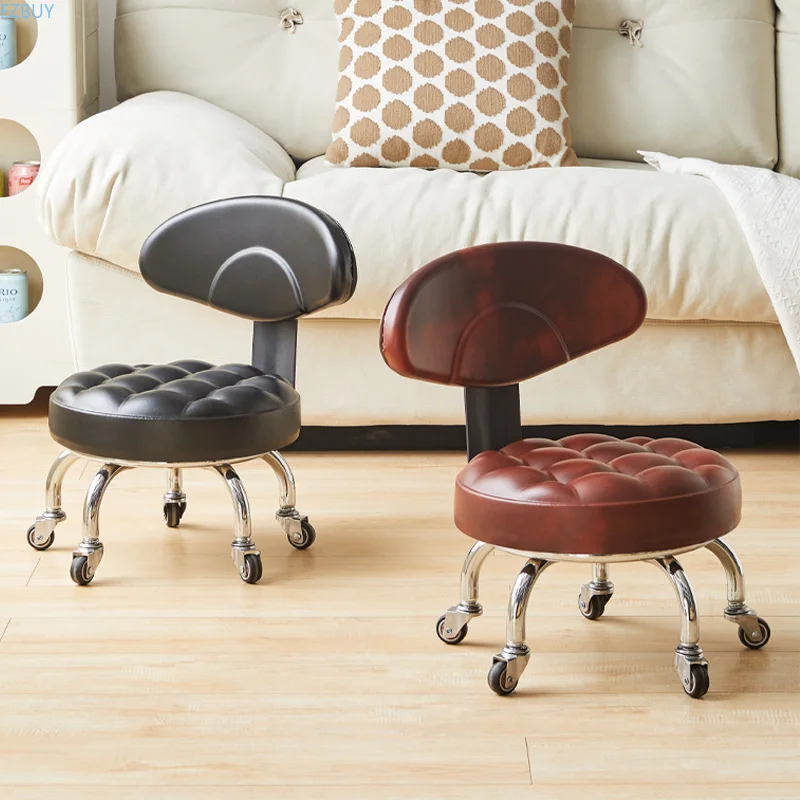 Wheel Small Stool Beauty Salon Chairs Pulley Low Rotation Shoe Stool Children Living Room Beautiful Swivel Chair Salon Equipment