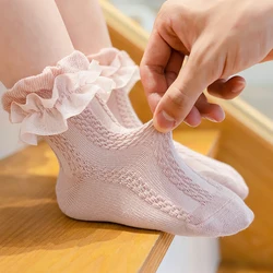 New Baby Girls Socks Kids Girl Frilly Lace Socks Cotton Children Dance Princess Sock Flowers Ruffled Solid Ankle Socks Toddler