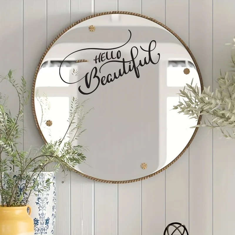 Hello Beautiful Mirror Wall Stickers Mural Art Home Decor For Toilet Stickers Wall Art MURAL