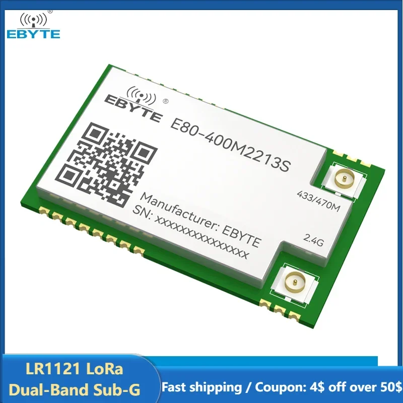 LR1121 LoRa Wireless Module Dual-Band Sub-G 433/868/915/2.4G SMD TCXO EBYTE E80-400M/900M2213S IPEX Stamp Hole SPI RF Module