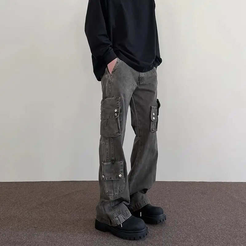 Men Wide Leg Cargo Cowboy Trousers Luxury Jeans 2025 Fashion New In Korean Y2k Streetwear Grunge Goth Kpop Retro M381