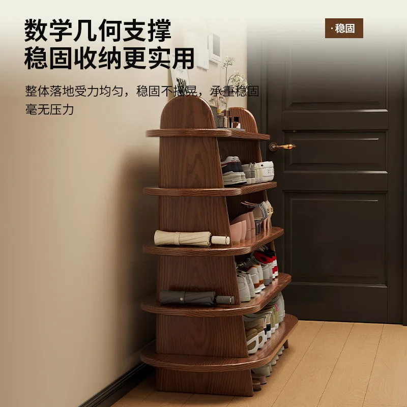 Solid wood shoe rack entry door household living room storage cabinet bedroom door multi-layer small