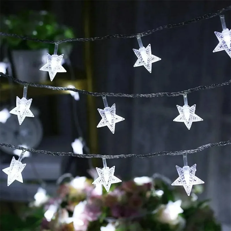 120 LED 10M Star Light String Twinkle Garlands EU Plug โคมไฟคริสต์มาสวันหยุดคริสต์มาสปาร์ตี้งานแต่งงานตกแต่ง Fairy ไฟ