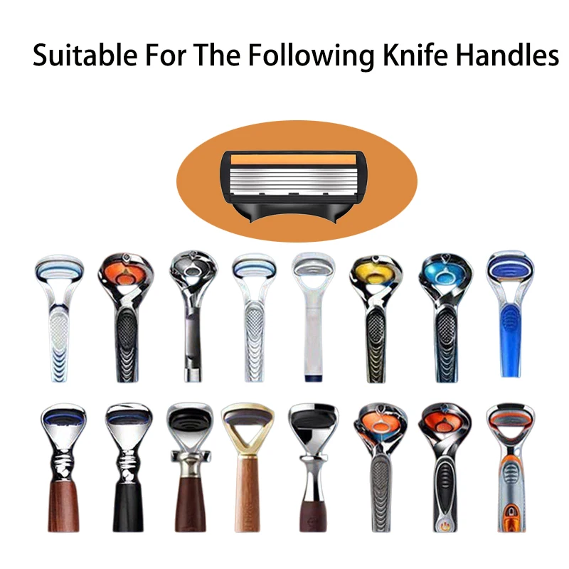 4/8/12/24/48 قطعة 6-شفرة ماكينة حلاقة من الفولاذ المقاوم للصدأ للبشرة الحساسة إغلاق حلاقة مريحة تصميم كلاسيكي ريترو يدوم طويلاً #2