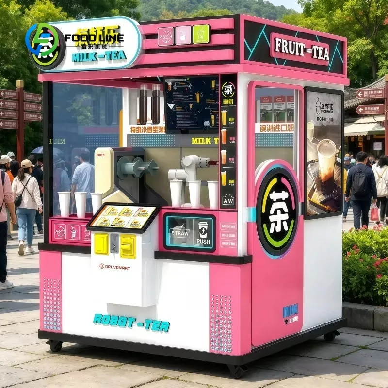 Customized Fully Automatic Intelligent Milk Tea Machine, Unmanned Robotic Arm Self-service Milk Tea Vending Machine