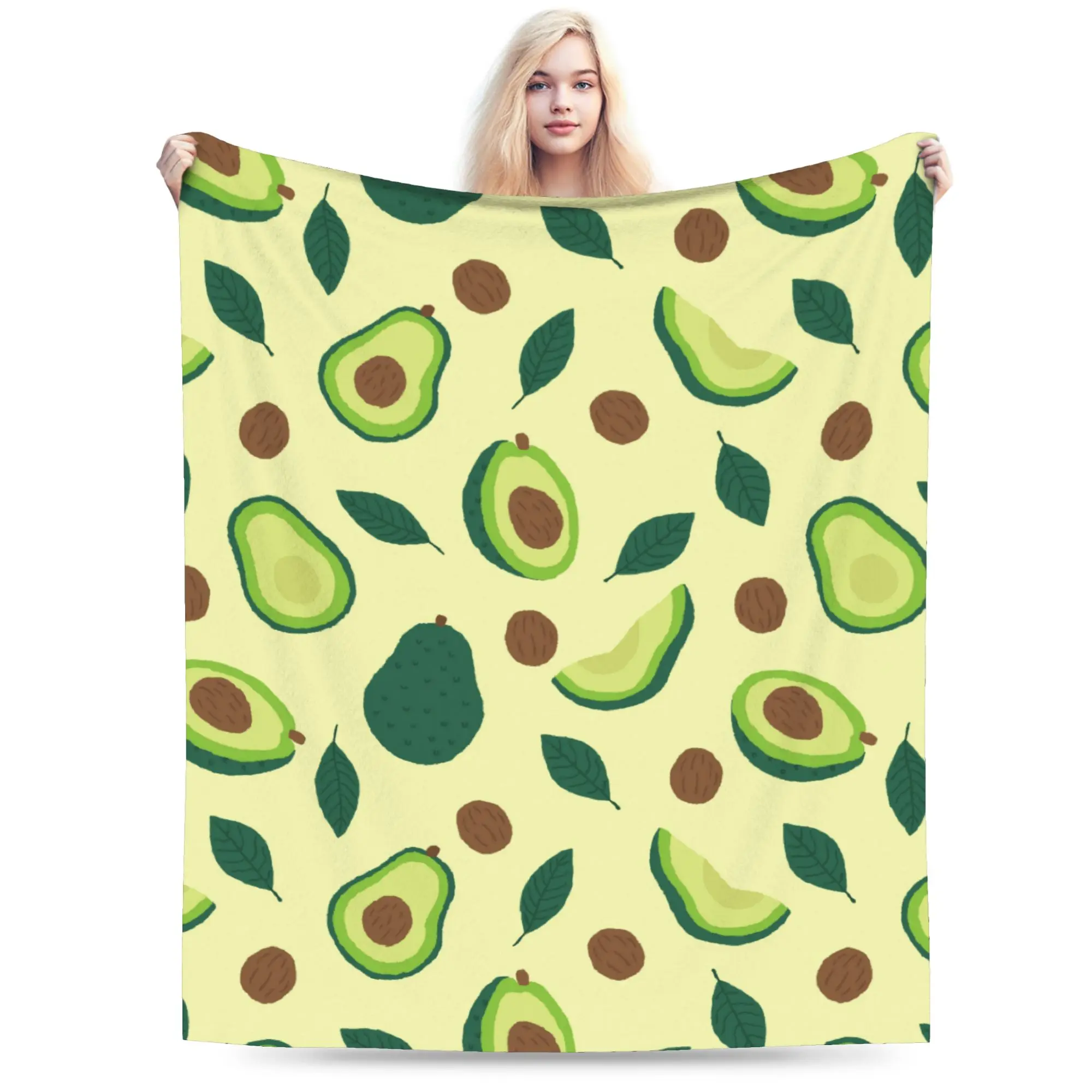 Cute Avocado Fruit Blanket Flannel Printed  Multi-function Lightweight Throw Blankets for Bed Office Rug Piece