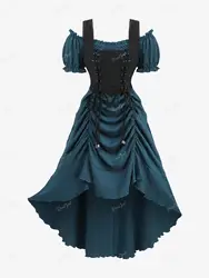 ROSEGAL Plus Size Dresses Lace Up Ruffles Ruched Cinched High Low Crepe Dress 2026 Spring,Summer New Cold Shoulder Midi Vestidos