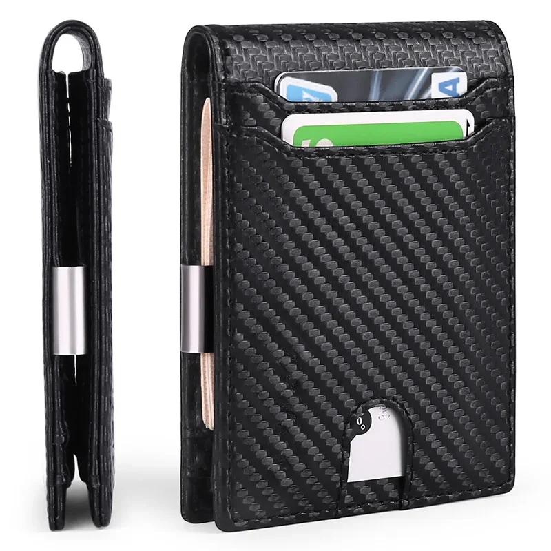 Rfid Leather Men Wallets Money Bag Slim Thin Card Holder Wallet  Male Small Short Purse Black Billfold Walet Gifts