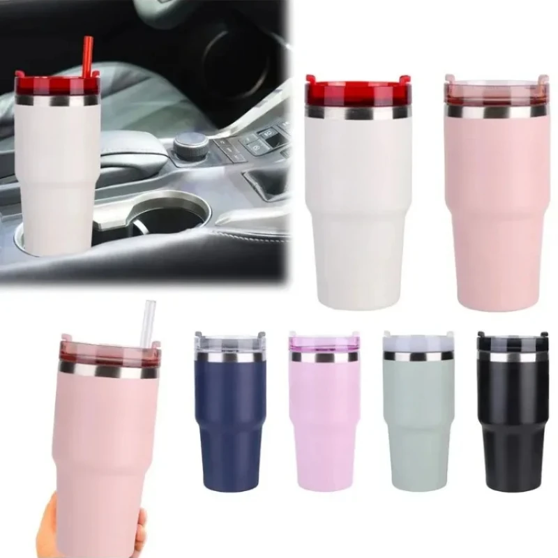 20oz Stainless Steel Thermos Bottle With Straw Water Bottle Thermo Coffee Mug Car Thermos Mug Travel Vacuum