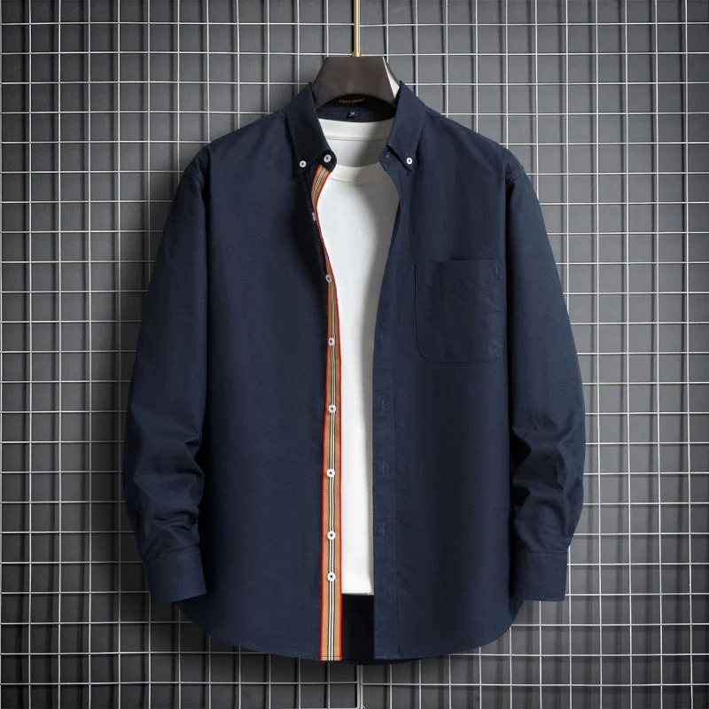 Plus Size Men's Long Sleeve Shirt Hot Sale 100% Cotton Washed Shirt Men's Top Men's Clothing