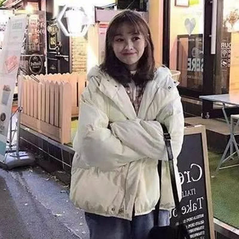 

Зимние парки женские белые теплые толстые с шапкой универсальные Harajuku свободные подростковые ветрозащитные Mujer удобная повседневная верхняя одежда с карманами