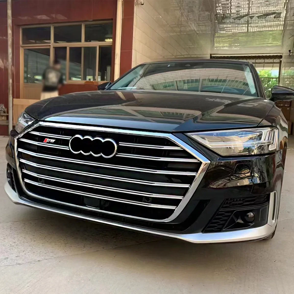 Automotive body kit for Audi A8 D5 2019-2022 upgrade to S8 model include front bumper assembly with grille