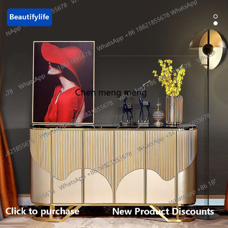 

D183 Italian light luxury dining side cabinet solid wood marble high-end entrance cabinet integrated living room against the wal
