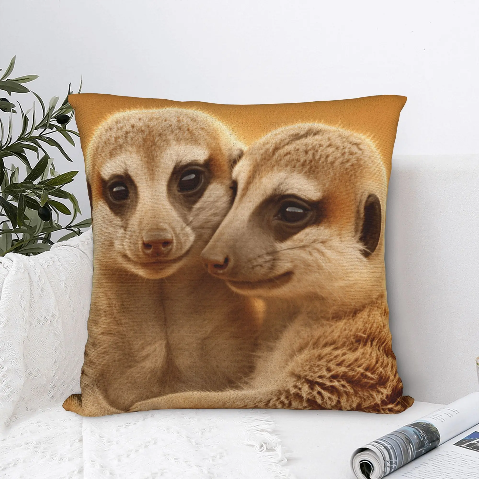 Pillow Cover Two Meerkats Hugging Warm  Fashion Pillow Case For Office Car Home Decor Pillowcases