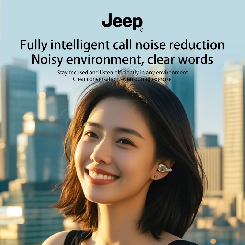 Jeep EC032 Ear Clip Bluetooth Earphones 5.4 HD Calls Low Latency Game Headset Open Ear Wireless Earbuds With Mic