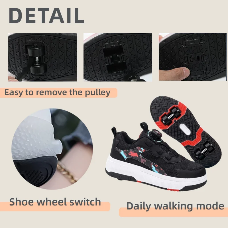أحذية تزلج PONERAIT للجنسين بأربعة عجلات مع إبزيم دوار وتصميم شبكي مسامي للمبتدئين للاستخدام اليومي #5
