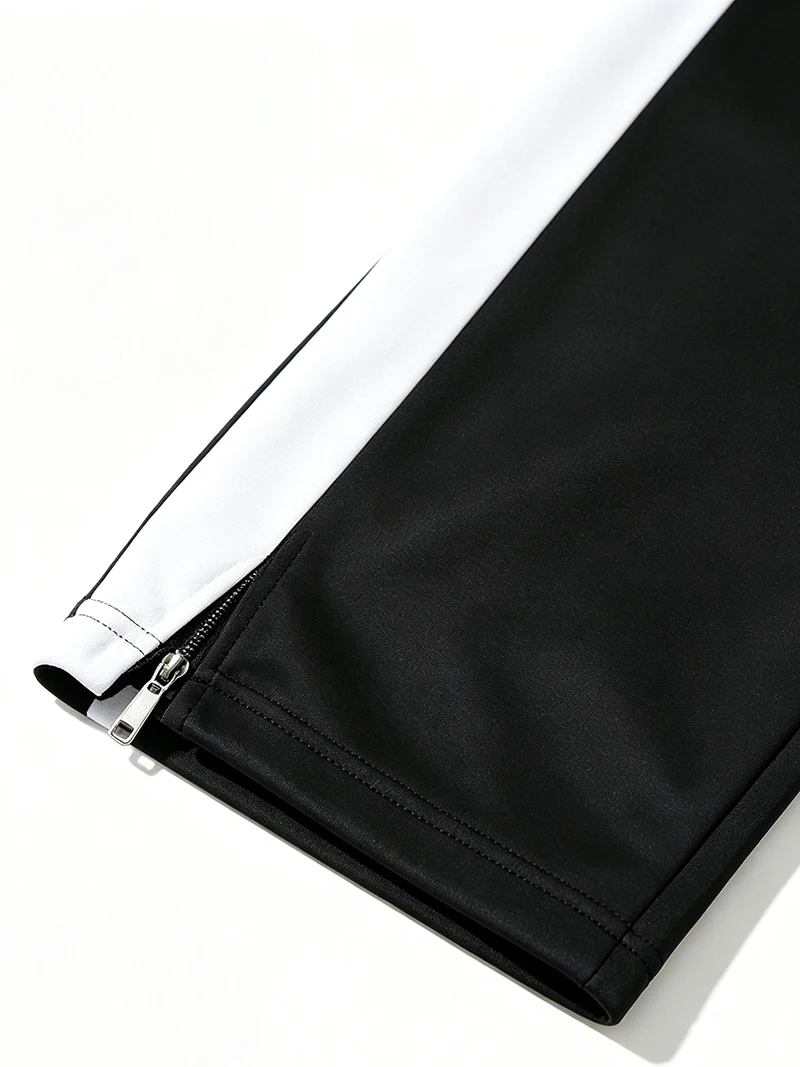Herren-Freizeithose für Frühling/Herbst, gerader Schnitt, Seitenstreifen, elastischer Bund mit Kordelzug, Reißverschluss am Knöchel, normale Passform, für den täglichen Sport- und Freizeitgebrauch – Detail 10