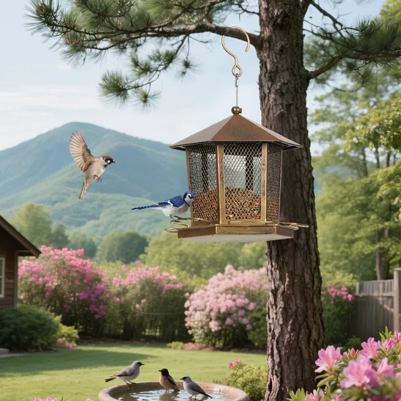 Wild Bird Ornament Outdoor Pavilion Anti-squirrel Garden Terrace Hanging Installation Metal Vintage Rust Resistant