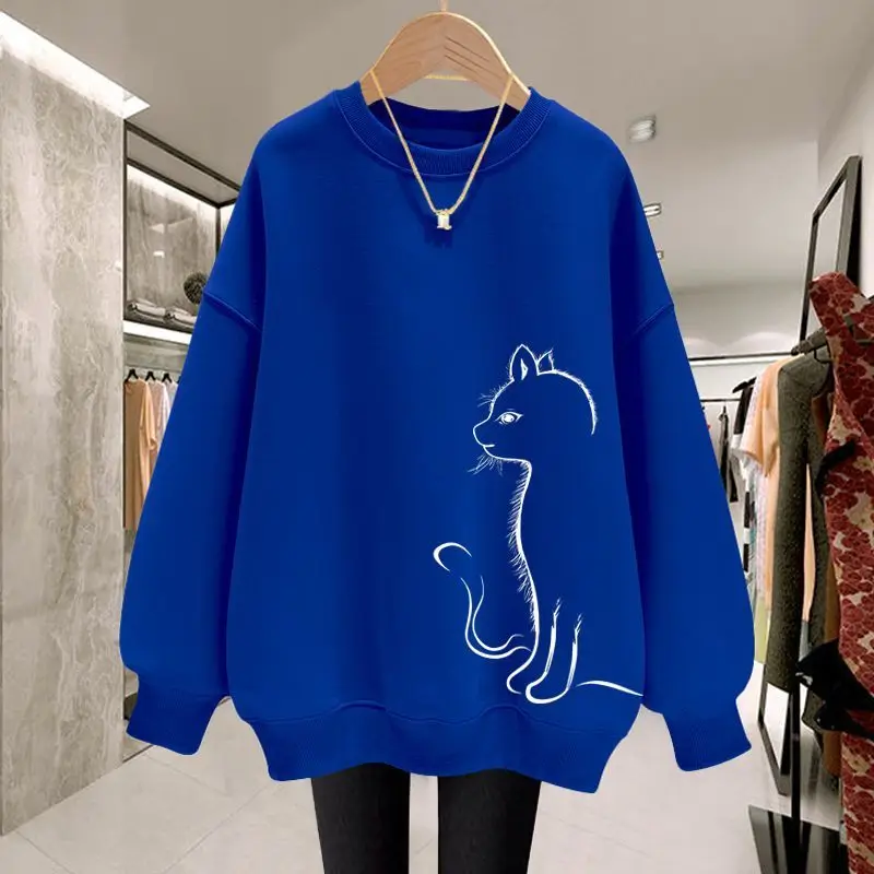 2023 New Oversize T-Shirts Long Sleeve Pullovers Autumn Winter Thin Printing O-neck Women\'s Clothing Fashion Sweatshirts Loose