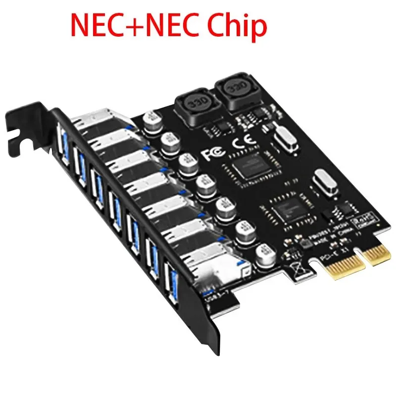 محول بطاقة توسيع USB PCI-e ، 7 منافذ ، محول محور ، وحدة تحكم خارجية ، موسع PCI-e ، بطاقة إكسبريس PCI لسطح المكتب