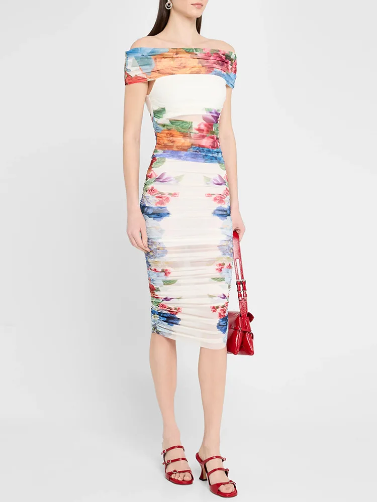 

Комплект из топа с принтом и эластичной юбки Celebri Faion, весна 2026, дизайн на одно плечо, повседневная спортивная одежда для женщин