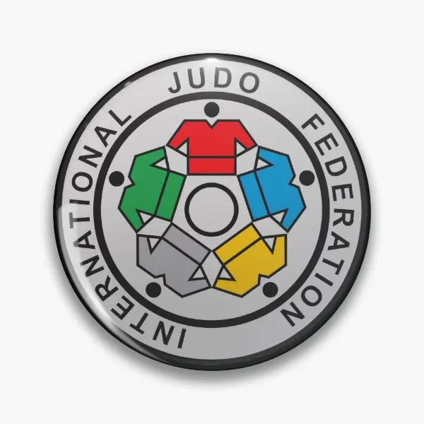 International Judo Federation Soft Button Pin Clothes Jewelry Collar Brooch Women Cartoon Decor Metal Badge Funny Lapel Pin