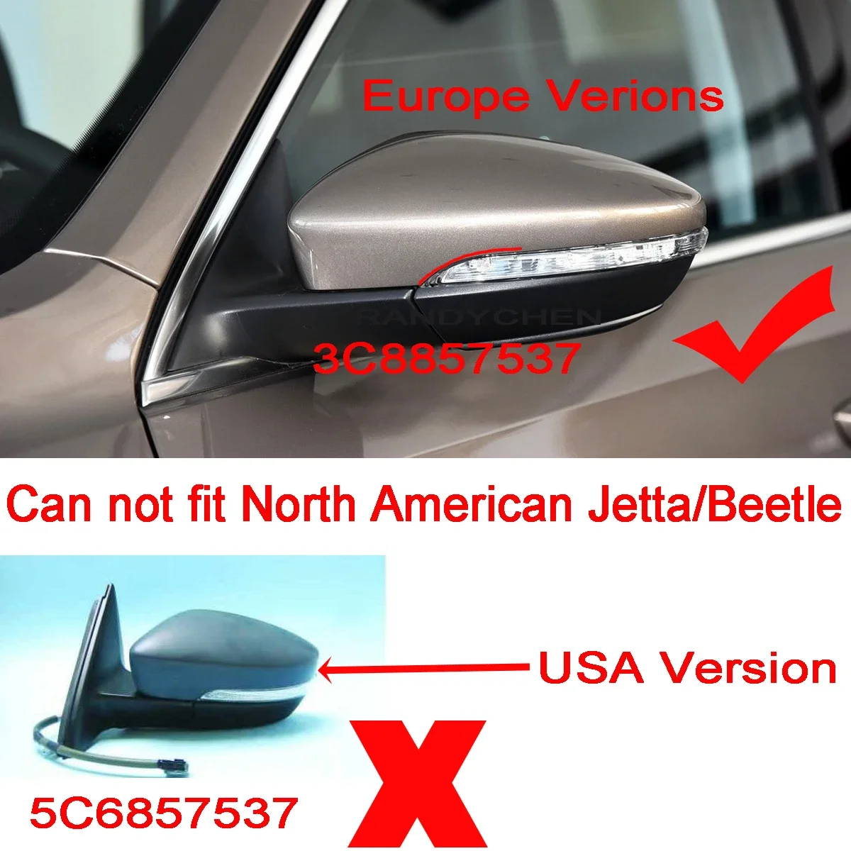 1 Pair Exterior Rearview Mirror Cover Shell For VW Passat B7 R-line CC EU Jetta A6 MK6 Scirocco 3 Beetle EOS 3C8857537 3C8857538
