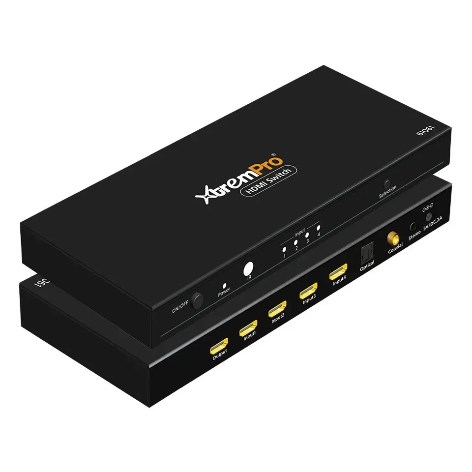 Commutateur audio rapide HDMI 4K 12 bits profondes couleurs, prend en charge les formats MHL 3D DTS numériques avec sorties stéréo/Toslink/COAX