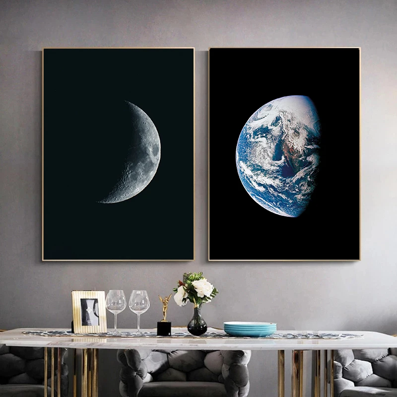 Earth moon NASA Poster The Grand Tour Valles Marineris Jupiter Space Walk Astronaut Canvas Painting Wall Art Picture Home Decor
