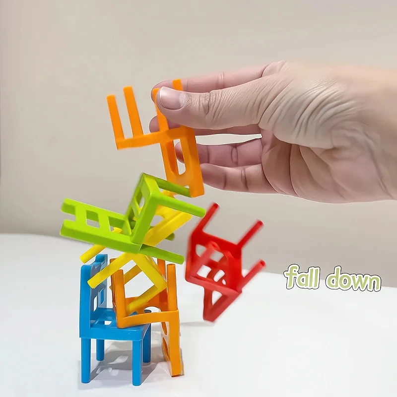 Chair Stack Tetra Tower Fun Balance Stacking Building Blocks Board Game for Kids Adults Friends Party Game Night and Partie Toy